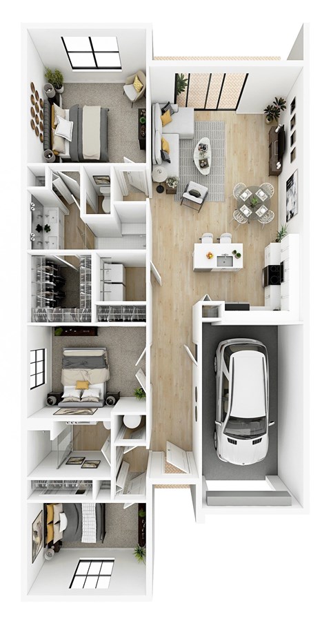 Floor plan for 3 beds, 2 baths, 1456 sqft